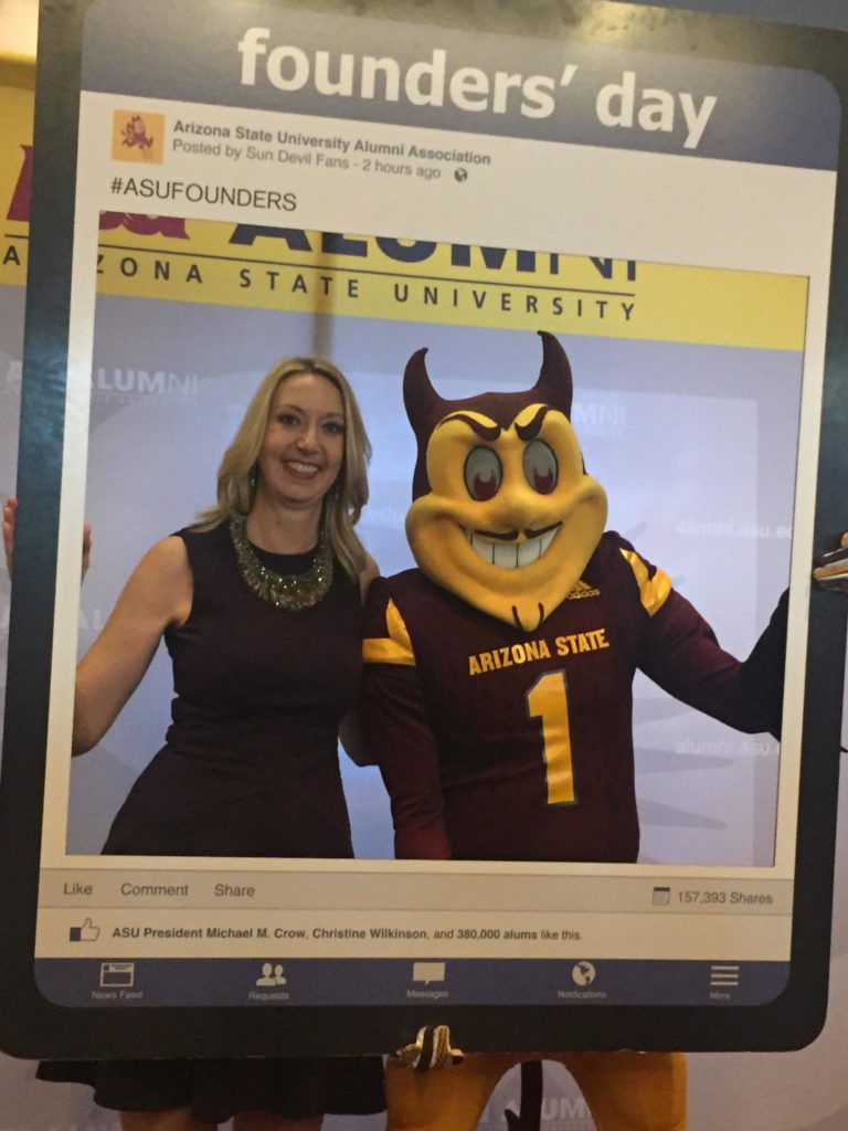 Kristine Kassel and Sparky at ASU Founders Day